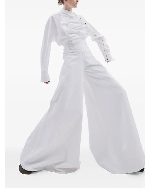 A.W.A.K.E. MODE White Button-Embellishment Blouse