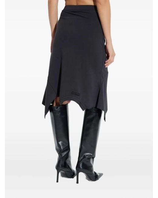 Vetements Black Asymmetrical-Hemline Midi Skirt