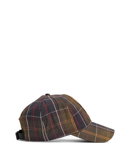 Barbour Brown Tartan Baseball Cap for men