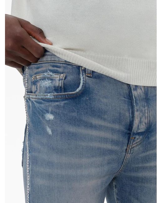 Amiri Blue Crystal-Embellished Flared Jeans for men