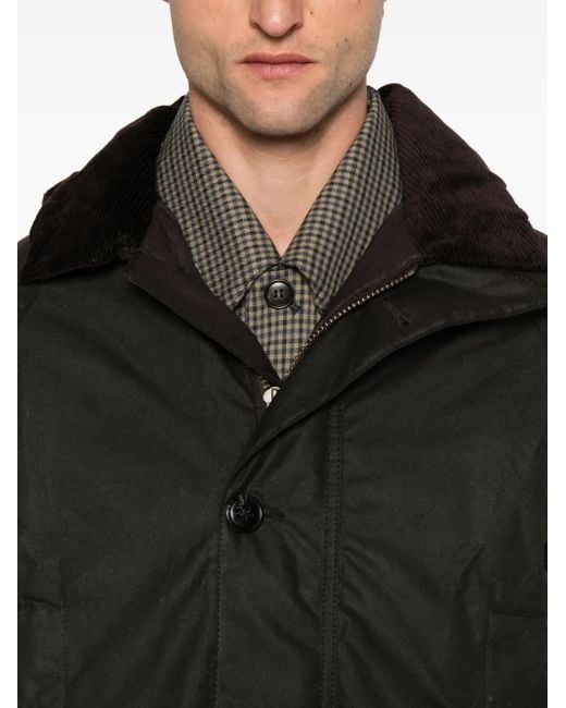 Barbour Black Corduroy-Collar Coat for men