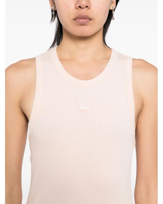 Maison Kitsuné Natural Baby Fox Ribbed Tank Top