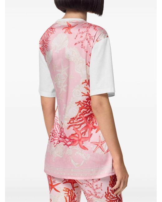 Camisa fruncida con hombros caídos Versace de color White