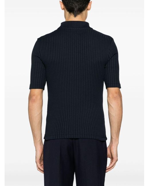 Sandro Blue Ribbed Organic-cotton Polo Shirt for men