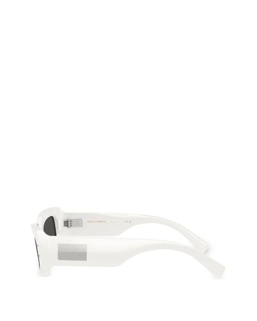 Dolce & Gabbana White Rectangle-Frame Sunglasses