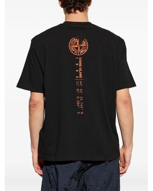 Stone Island Black Logo-Print T-Shirt for men