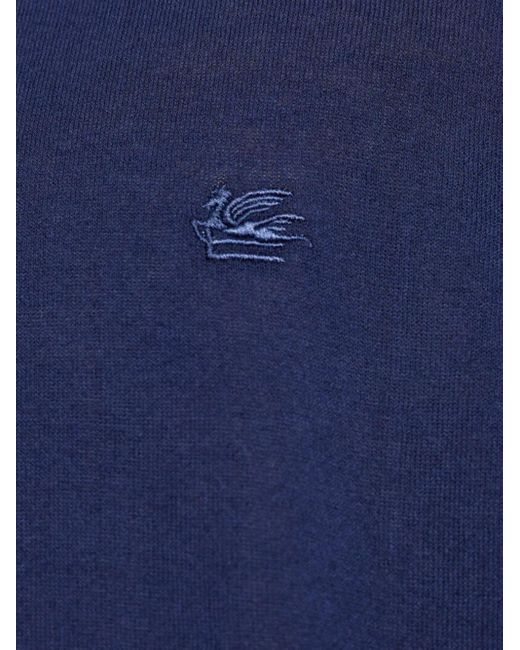 Etro Blue Polo Shirt With Contrast Collar for men
