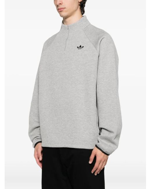 Adidas Gray Spacer Drill Half-Zip Side-Stripe Sweatshirt for men