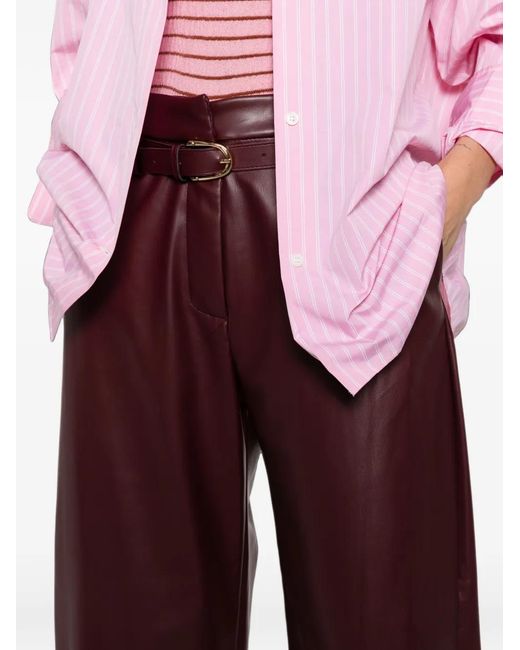 Imperial Purple Belted Faux-Leather Trousers