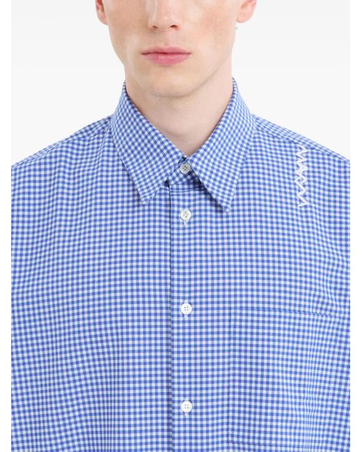 Marni Blue Check Pattern Shirt for men
