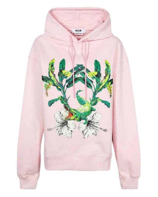 Sudadera con capucha y logo estampado MSGM de hombre de color Pink