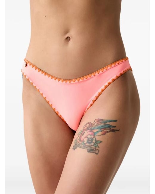 Kurt Geiger Pink Whipstitch-Trim Bikini Bottoms