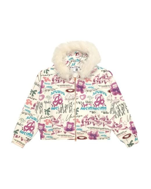 A Bathing Ape White Graphic Hoodie