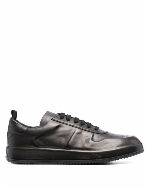 Officine Creative Black Logo-Debossed Low-Top Leather Sneakers for men