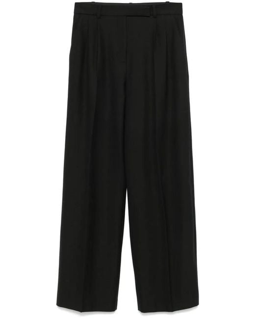 Maje Black Tailored Wool-Blend Pleated Trousers