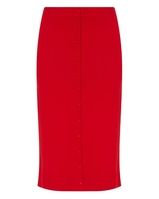 Victoria Beckham Red Button-Front Fitted Skirt