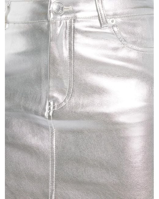 Staud Gray Oaklyn Metallic-Effect Midi Skirt