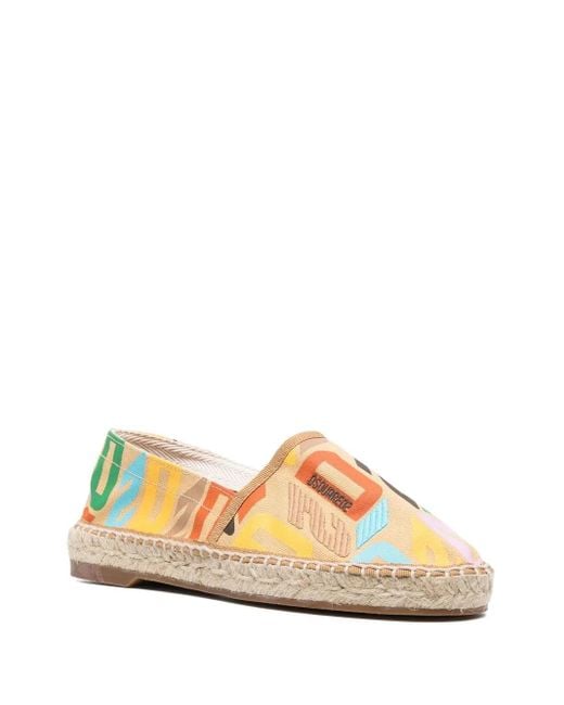 DSquared² Yellow All-Over Logo-Print Espadrilles