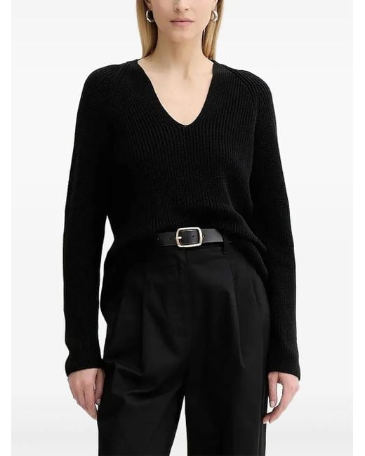Marc O' Polo Black V-Neck Ribbed Sweater
