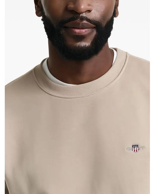 Gant Natural Logo-Embroidered Crew Neck Sweatshirt for men