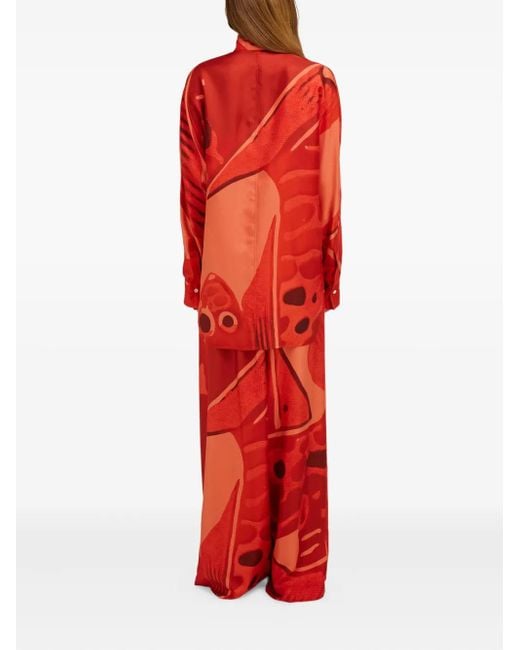 Ferragamo Red Fish Print Shirt With Sash