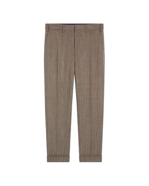 Dries Van Noten Brown Cuffed Wool Pants for men