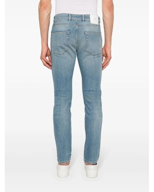 PT Torino Blue Stonewashed Slim-Cut Jeans for men
