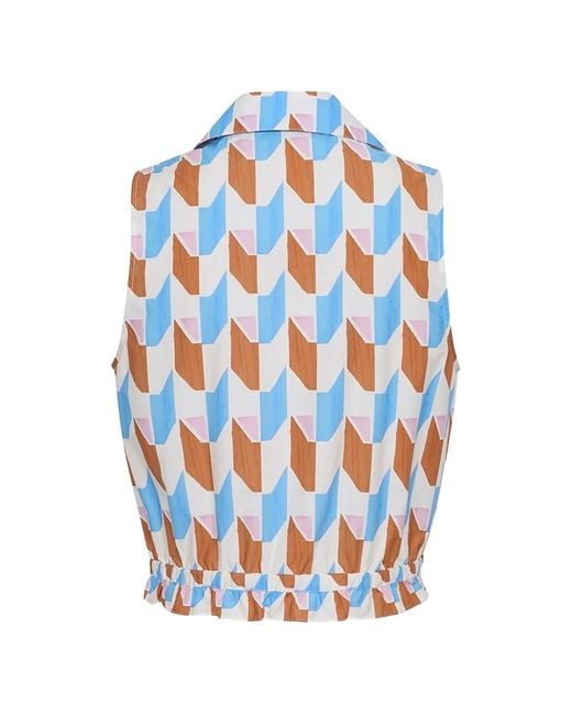 Cara Cara White Hannah Geometric-Print Top