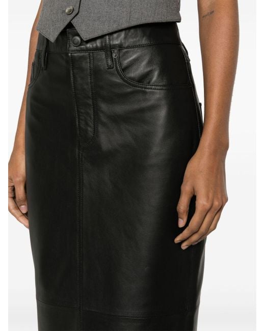 Wardrobe NYC Black Leather Maxi Column Skirt