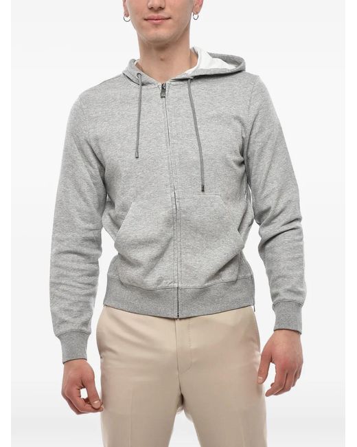 Corneliani Gray Zip-Up Drawstring Hoodie for men