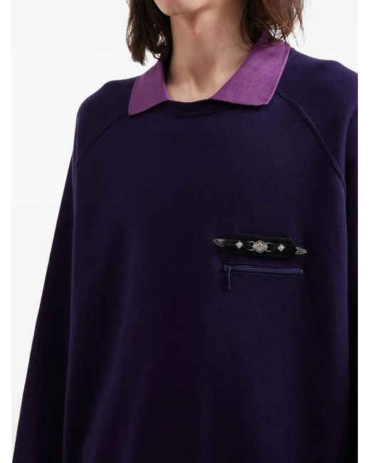 Toga Blue Collared Embellished Sweatshirt for men