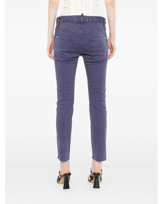 DSquared² Blue Logo-Tag Slim-Fit Jeans