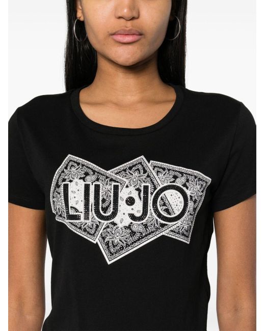 Liu Jo T-shirt Verfraaid Met Stras in het Black