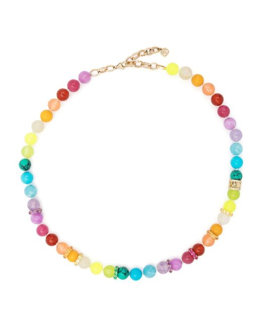 Sydney Evan 14kt Yellow Gold Rainbow Rondelle Bead Necklace in Pink | Lyst  UK