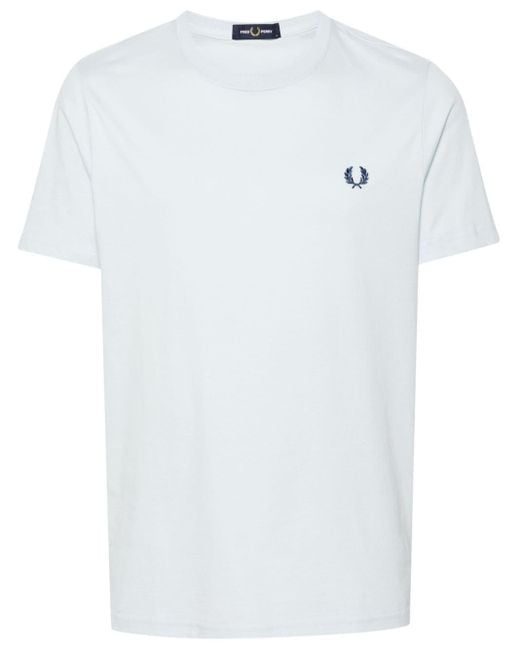 T-shirt con ricamo di Fred Perry in White da Uomo