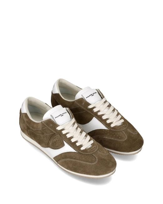 Philippe Model Brown Planche Lateral-Logo Suede Sneakers for men