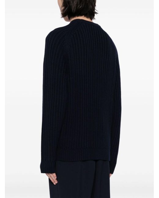 Paul Smith Blue Ribbed-trim Cable-knit Jumper for men