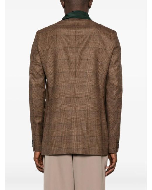 Kolor Brown Checked Single-Breasted Blazer for men