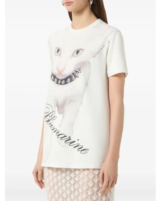 Camiseta con estampado Kitten Blumarine de color White
