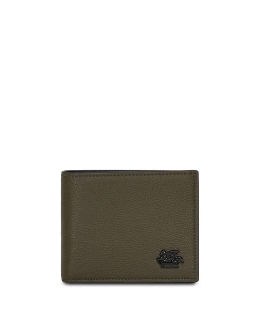 Etro Green Pegaso-plaque Grained Leather Wallet for men