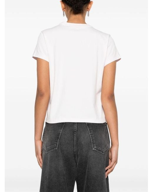 Alexander Wang White Cropped T-Shirt With Print