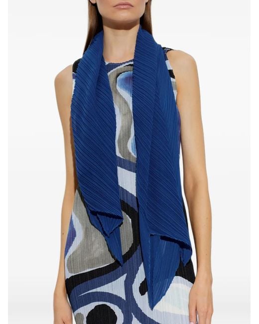 Pleats Please Issey Miyake Blue A-Poc Pleated Scarf