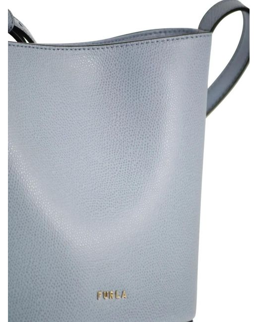 Furla Blue Roxie Charm-Detail Leather Bucket Bag