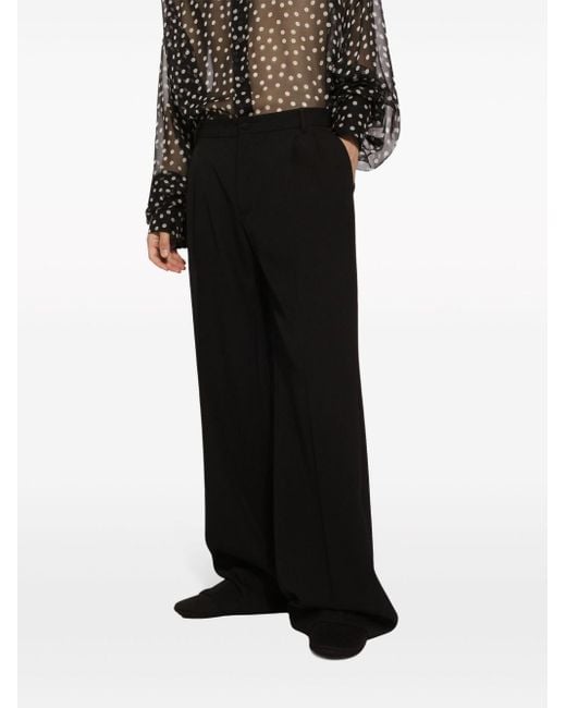 Dolce & Gabbana Black Wide-leg Cotton Trousers for men