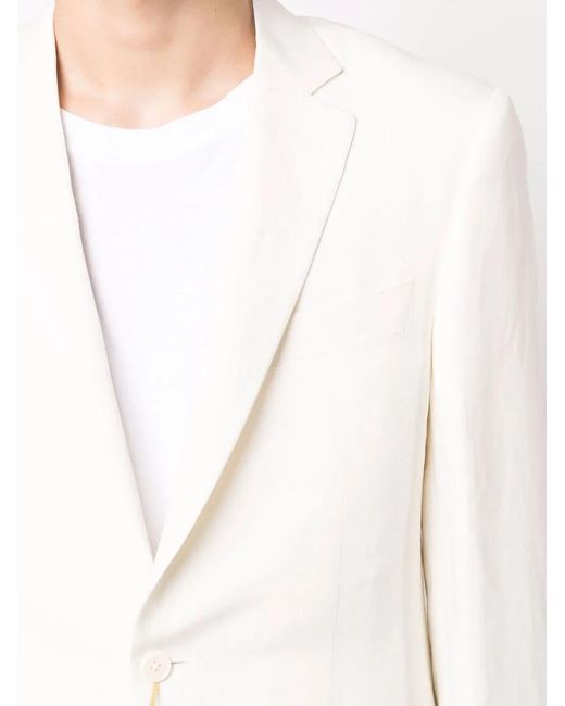 Canali White Single-Breasted Linen-Silk Blazer for men