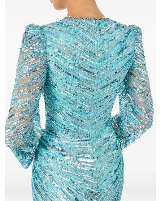 Jenny Packham Blue Darcy Sequin-Embellishment Maxi Dress
