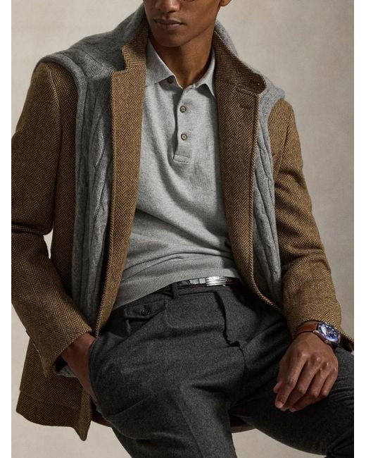 Polo Ralph Lauren Gray Long-Sleeve Polo-Collar Sweater for men