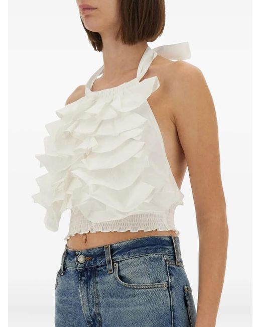 THE GARMENT Blue Gerüschtes Cyprus Neckholder-Top