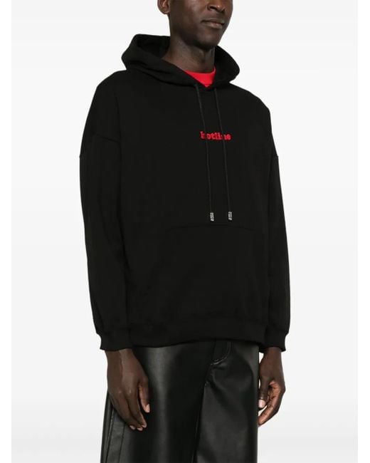 Gcds Black Embroidered Cotton Hoodie