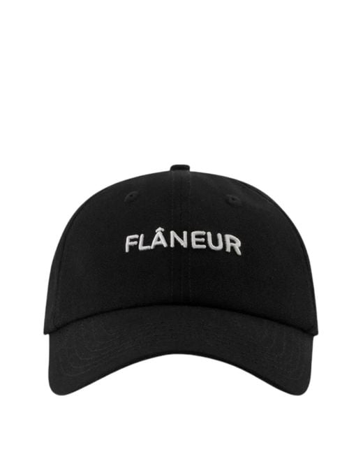 flâneur Black Logo-Embroidered Cotton Cap for men